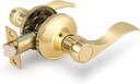 Gobrico 1 Polished Brass Passage Lever Hallway Closet Door Lock,Interior Door Use,Wave Handles,Universal Use