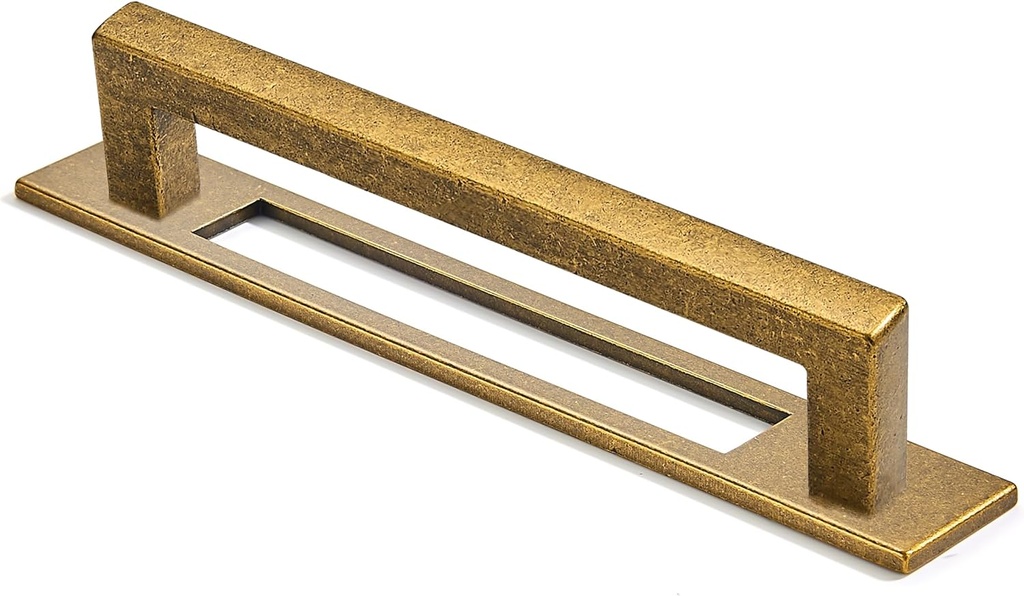 khtumeware 5 Pack 3-3/4 Inch Center to Center Antique Brass Cabinet Pull with Backplate Heavy-Duty Handles with Base Plate Cabinet Back Plates Hardware Drawer Pulls Kitchen Cabinet