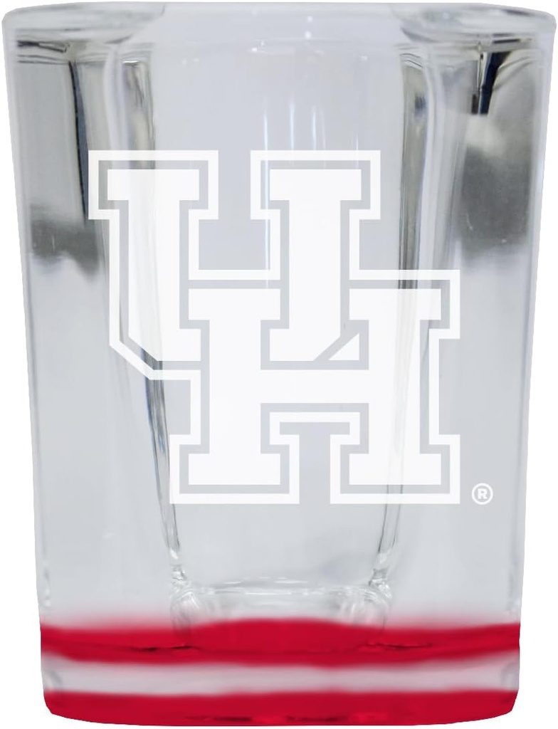 R and R Imports University of Houston 2 Ounce Engraved Shot Glass Square Red Base Officially Licensed Collegiate Product 4-Pack
