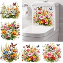 Generic 5 PCS Flowers Butterfly Toilet Seat Lid Stickers Wall Restroom Cistern Decor DIY Removable Bouquet Bathtub Toilet Lid Art Decals