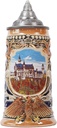 Beer Stein Mug German Castle Oktoberfest Bavarian Muchen Viking Tankard with Petwer Lid for Man Lovers Gifts Father 0.7 Liter