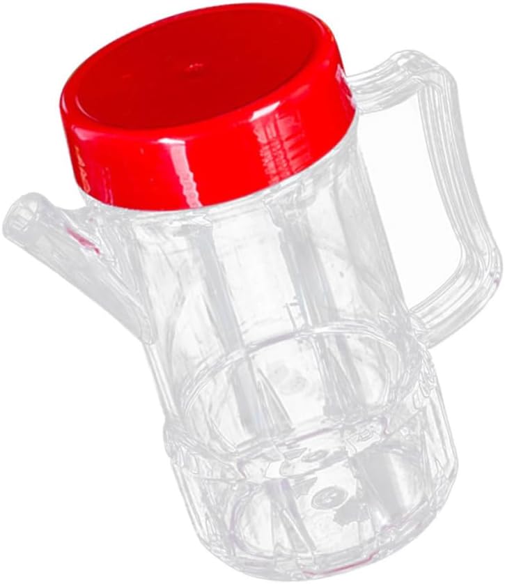 Acrylic Oil Dispenser Red Lid Plastic Sauce Pourer for Oil Vinegar Sauce Food-grade Kitchen Condiment Bottle for Cooking Bbq and Salad Dressing