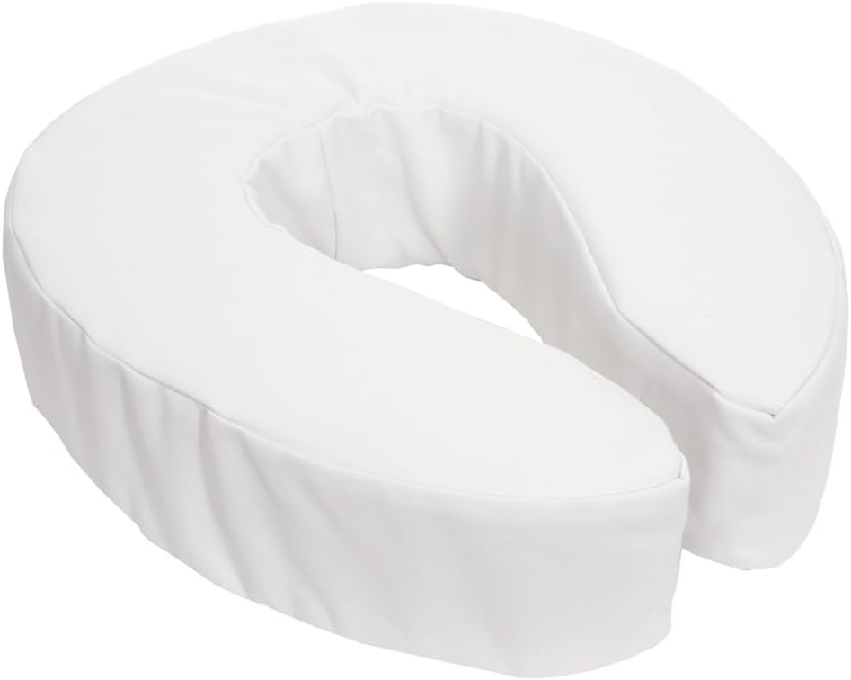 Essential Medical Supply Foam Padded Toilet Seat Cushion Riser - 4" Height, Hook and Loop Attachment for Easy Installation, Washable Vinyl Cover - Added Cushion for The Toilet with Pressure Relief