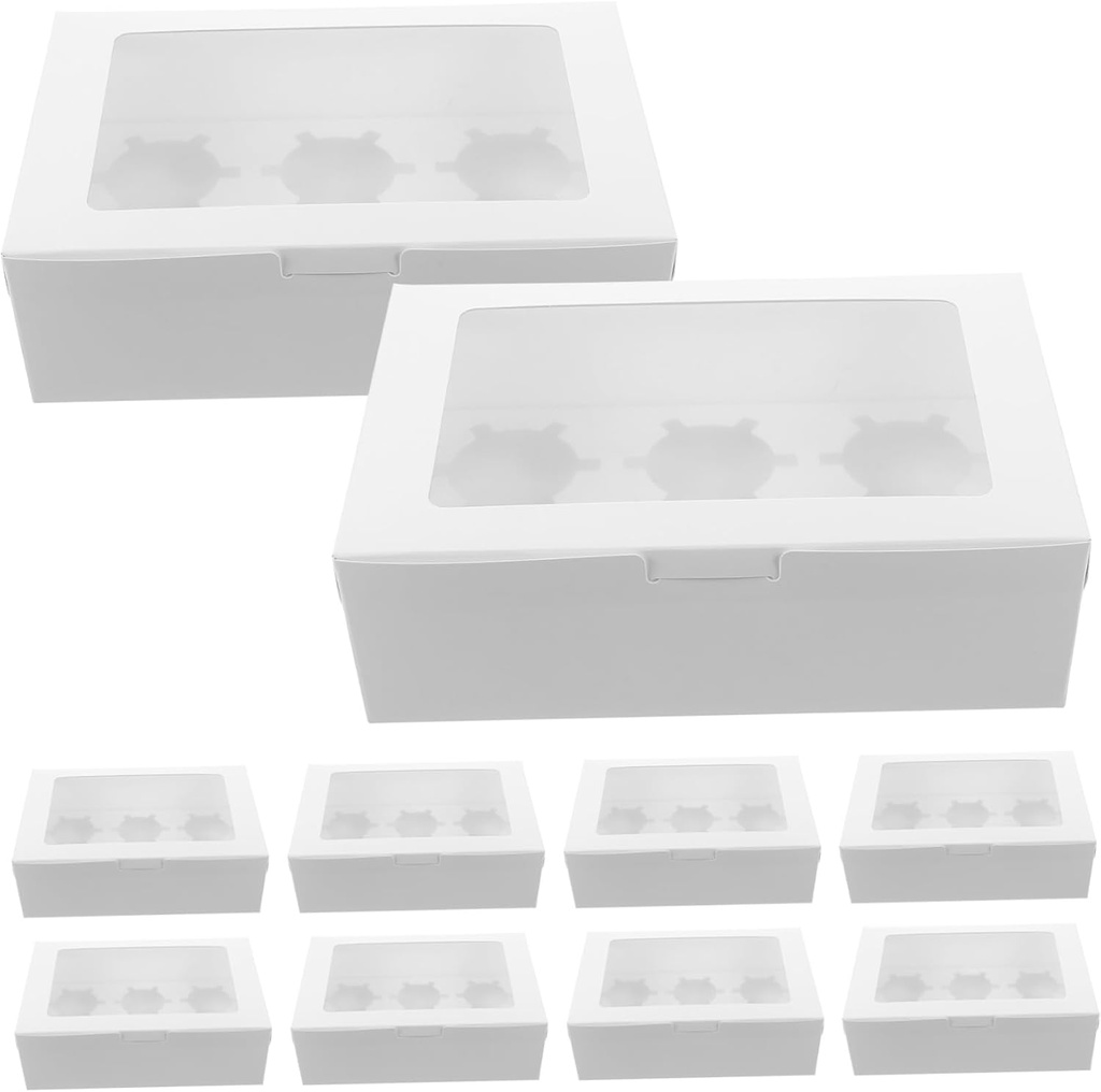 PRETYZOOM 10pcs Treat Boxes Small Cupcake Boxes Window Bakery Packaging for Egg Tarts Party Supplies