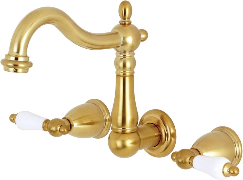 Kingston Brass KS1257PL 8-Inch Center Wall Mount Bathroom Faucet, Brushed Brass
