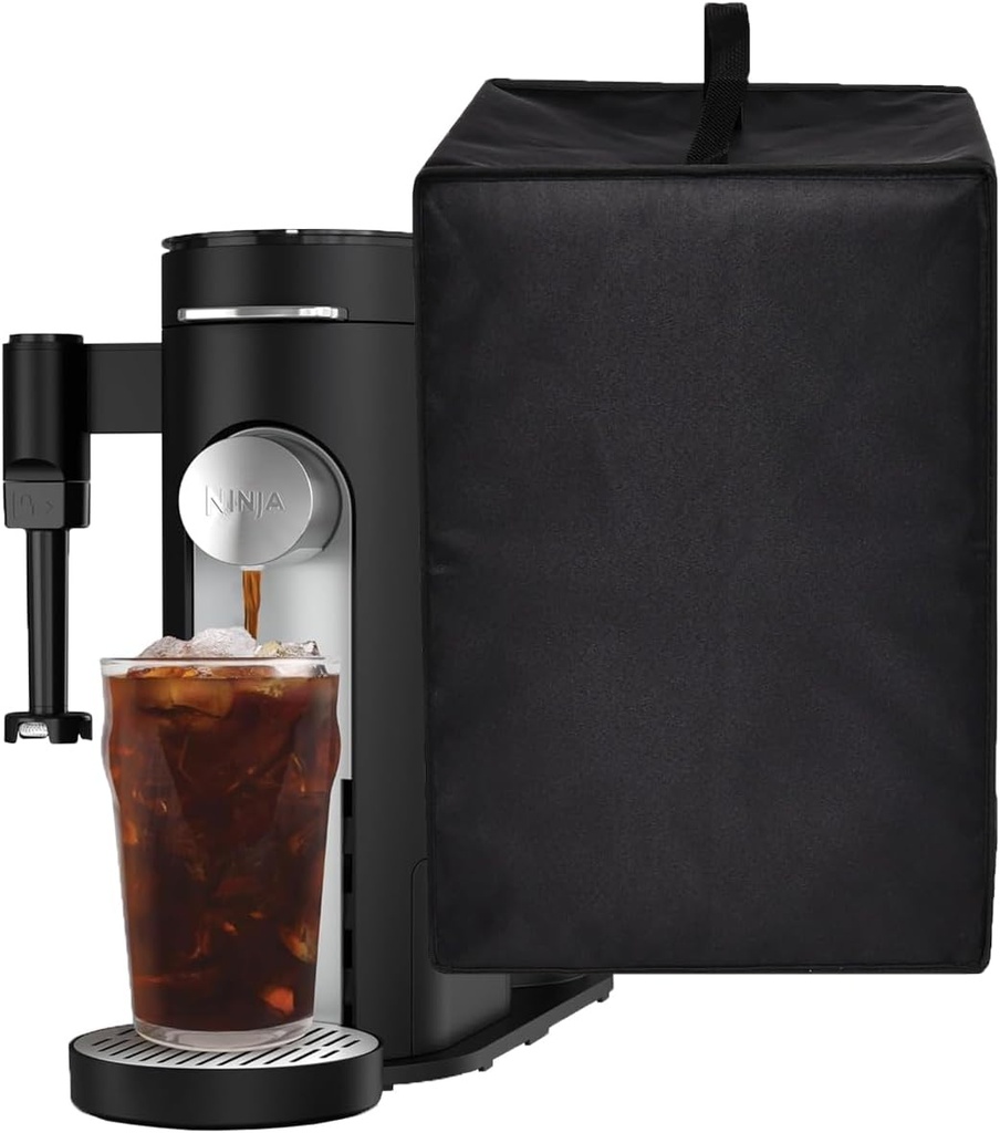 Coffee Machine Cover Heavy Duty Heat Resistant Waterproof Dust Protective Coffee Machine Cover Case Compatible with Ninja PB051 Pod & Grounds Specialty Single-Serve Coffee Maker (Black)