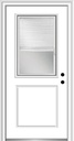 National Door Company, Exterior Single Door, Fiberglass Smooth, 32" x 80", 1/2 Lite 1-Panel, Raise/Lower Blinds Collection, Left-Hand Inswing
