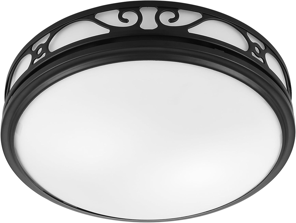 Good Housekeeping 83007 Roman Decorative 110 CFM 3.0 Sones Bathroom Ventilation Exhaust Fan with Light & Night-Light, Matte Black