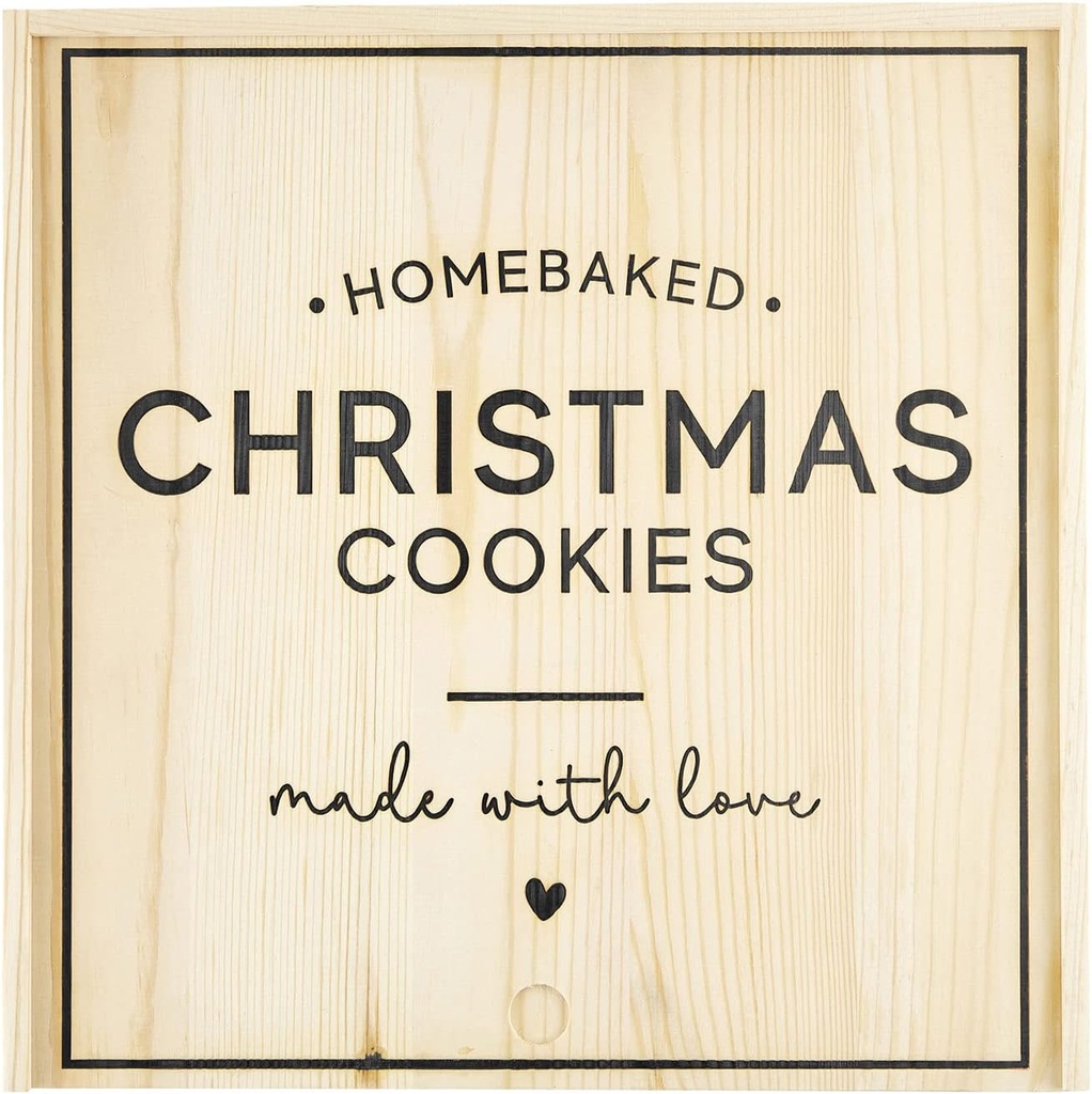 Santa Barbara Design Studio TableSugar Holiday Wood Bakery Box, 11.25" SQ x 4.25" H, Christmas Cookies