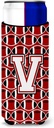 Letter V Football Cardinal and White Ultra Beverage Insulators for slim cans