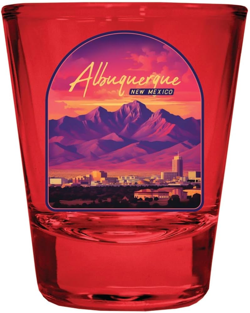 R and R Imports Albuquerque New Mexico Design B Souvenir Full Color 2oz Shot Glass Red 4-Pack