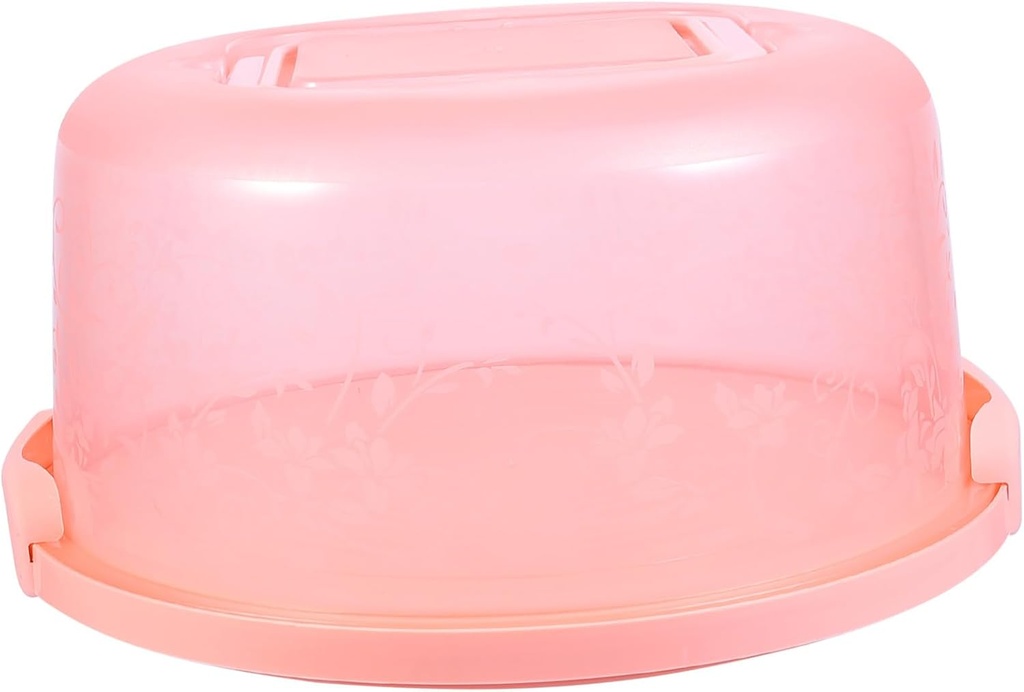 Portable Round Cake Carrier with Locking Lid Handheld Bakery Dessert Box Airtight Cupcake Holder with Double Clamps and Anti-skid Bottom Preserving Cake Storage for Home Travel