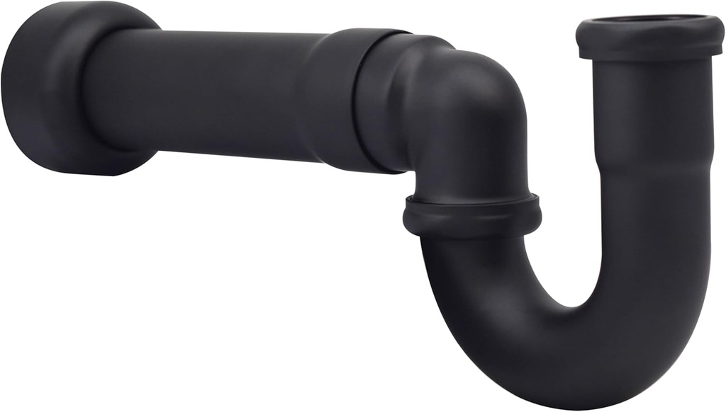 Westbrass D402NE-1-62 1-1/2" New England Style P-Trap with High Box Flange, Matte Black