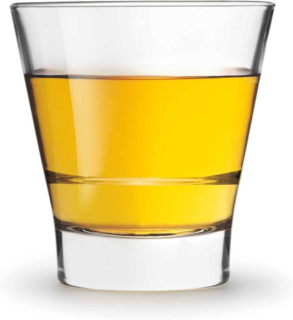 Libbey Endeavor Stacking Double Old Fashioned Glasses, 12 oz, Clear Drinking Glasses Set of 12, Modern Rocks Glass Set for Mixed Drinks and Spirits.