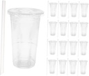 50 Sets Disposable Clear Cold Drink Cups with Lids and Straws PP Beverage Cups for Iced Coffee Juice Smoothies Party and Restaurant Use