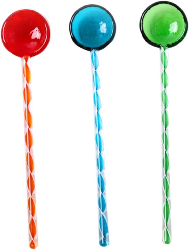 3pcs Glass Spoons Long Handle Dessert Ice and Honey Spoons for Coffee and Tea Mixing High-temperature Resistant Serving Utensils