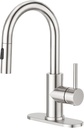 CREA Bathroom Faucet with Pull Out Sprayer,Brushed Nickel Single Handle Kitchen Bar Faucets for Mini Sink Pull Down Vanity Mixer Tap 2 Water Modes,cUPC/NSF