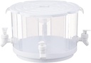 MANMAOHE 4 in 1 White Plastic Drink Dispenser With 4 Spigot 5.5L Detachable Beverage Dispenser Cold Kettle Refrigerator Rotating Iced Lemonade Juice Dispenser for Party Daily Use