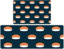 Sake Salmon Sushi Kitchen Rugs Sets of 2 Non Slip Washable Kitchen Mats for Floor 2 Piece Kitchen Sink Rug Runner Long Bathroom Rug Sets 2 Piece