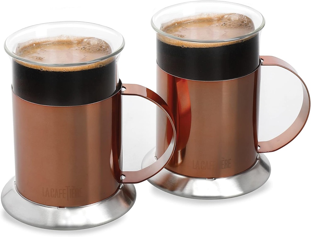 La Cafetière Glass 200ml Polished Copper Finish Glass Cups, Set of 2