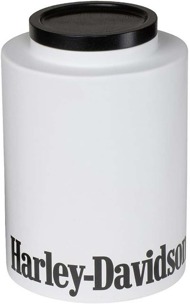 Harley-Davidson Cookie Jar, Canister Large 4 Quart, Wooden Lid w/Silicone Seal