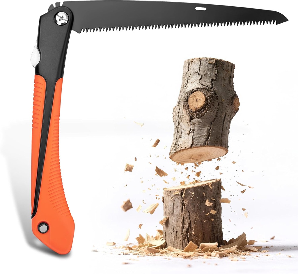 Folding Hand Saw 10 Inch Portable Foldable Pruning Saw with Triple-Cut SK5 Blade for Gardening Wood Cutting Tree Trimming Outdoor Camping Hunting Survival