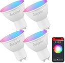 GU10 Smart Bulb 4 Pack, RGBCW Color Changing Alexa LED Light Bulbs 5W - WiFi Track Light Bulbs Dimmable Music Sync 2.4G WiFi Smart Bulbs Compatible with Google Assistant for Kitchen, Bedroom