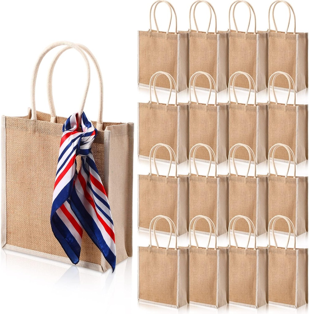 Reginary 16 Pack Burlap Tote Gift Bags with Soft Handles Heavy Duty Multipurpose Jute Shopping Bags for Women Shopping