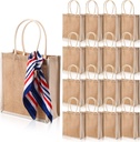 Reginary 16 Pack Burlap Tote Gift Bags with Soft Handles Heavy Duty Multipurpose Jute Shopping Bags for Women Shopping