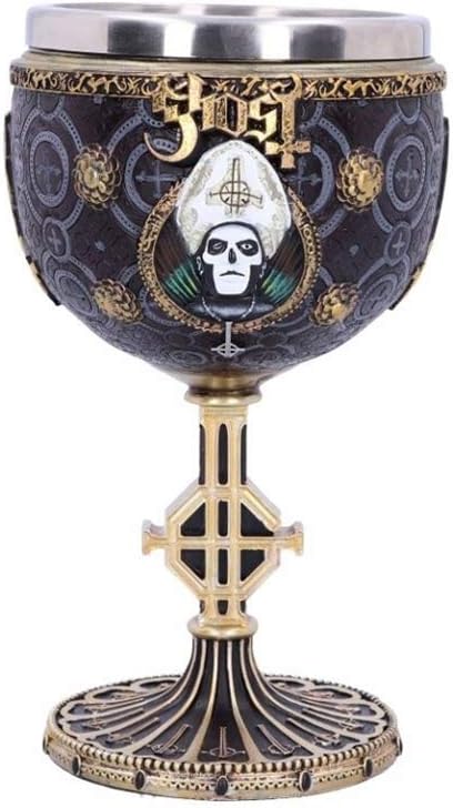 Nemesis Now Ghost Papa Emeritus III Gold Goblet, Hand-Painted Resin, Stainless Steel Insert, Officially Licensed Collectible Merchandise