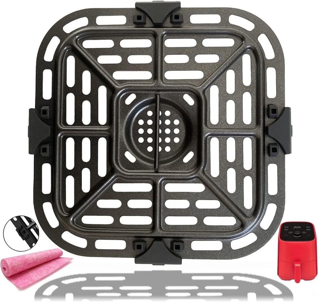 2QT Air Fryer Crisper Tray Plate for 2QT Instants Vortex Mini Air Fryers, Upgraded Air Fryer Grill Pan Plate Rack Insert Grate Shelf Grid for 2QT Instants Air Fryer, Nonstick, Dishwasher Safe