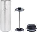 iBasingo 450ml Titanium French Press Coffee Flask Double-Walled Insulated Vacuum Cup Portable Water Bottle Outdoor Traveling Car Mug with Lid Ti3255D
