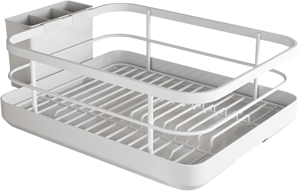 Dish Drying Rack - Large Capacity Drying Rack, Removable Cutlery Organizer, Dish Drainer Racks with Drip Tray and Utensil Holder | Utensil Storage Trays for Shelf Cabinet Kitchen Indoor Home