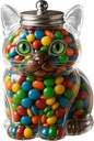 Cats Dogs Candy Jar | Dog Treat Tin Storage Container | Large Animal Shaped Airtight Glass Treats Cookie Jar with Lid | Clear Pet Food Storage Container Dispenser for Biscuits, Cookie