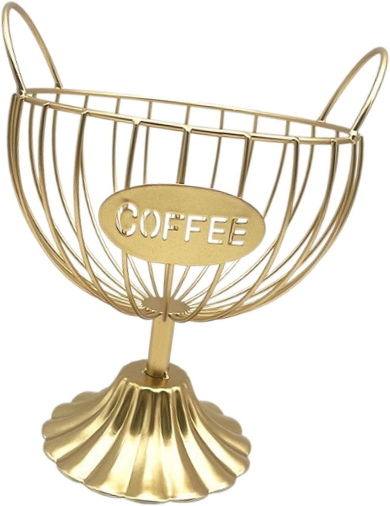 Coffee Pod Holder Practical Coffee Bar Accessories Coffee Pod Organizer Dried Fruit Storage Basket for Cafe Table Bedroom Bar, Gold(Gold)