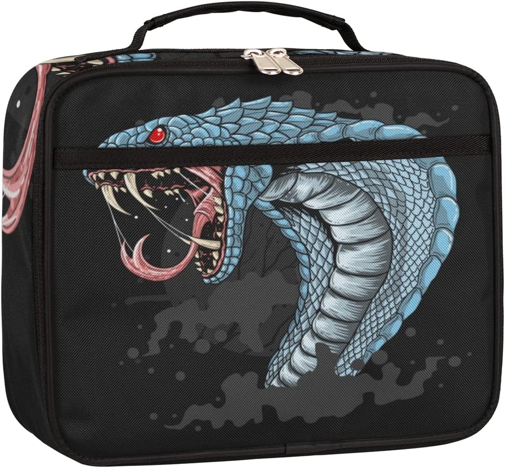 Snake Kids Lunch Box for Girls Boys Toddler Insulated Lunch Bags, Terrible Snake Mini Cooler Back to School Lunch Tote Bag Portable Thermal Meal Tote Kit Soft Bag