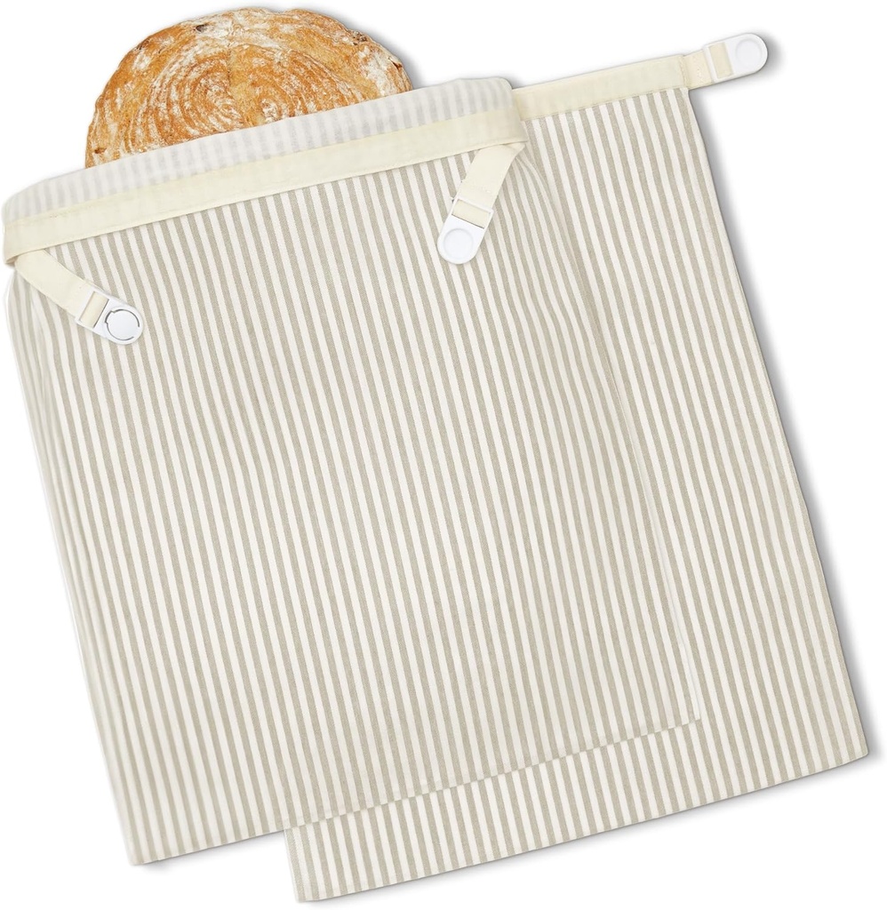 BRONYPRO Beeswax Bread Bags for Homemade Bread Sourdough, 2 Pack Reusable Sourdough Bread Bags, Organic Beeswax & Linen Homemade Bread Storage, Eco-friendly & Long-latsing,Large 17x12.6in,Beige