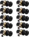 Probrico (10 Pack) Black Round Entry Door Knobs Keyed Alike, Exterior/Interior Door Handles Bedroom Bathroom/Front/Offic Doors, Door Lock with Locks and 3 Combo Keys Lock Security