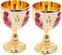 2pcs Vintage Alloy Wine Chalice Small Decorative Drinking Cups for Home Bar Party Lightweight Retro Style Cocktail Holder with Detailed Craftsmanship