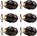 Probrico 6 Pack -Passage Hall/Closet Door Knob Handles Interior Keyless Locksets Oil Rubbed Bronze