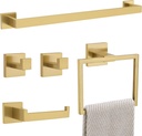 YACVCL 5 Pieces Brushed Gold Towel Bar Set Bathroom Hardware Set Towel Holder Set for Bathroom, 23.6 Inch Bathroom Accessories Set Stainless Steel Wall Mounted Towel Racks Set