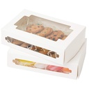 qiqee 36Packs Auto-pop Cookie Boxes for Gift Giving 8x5.3x2 inch White One Second Folding Treat Box with Window Bakery Box for Donuts Candies and Biscuit