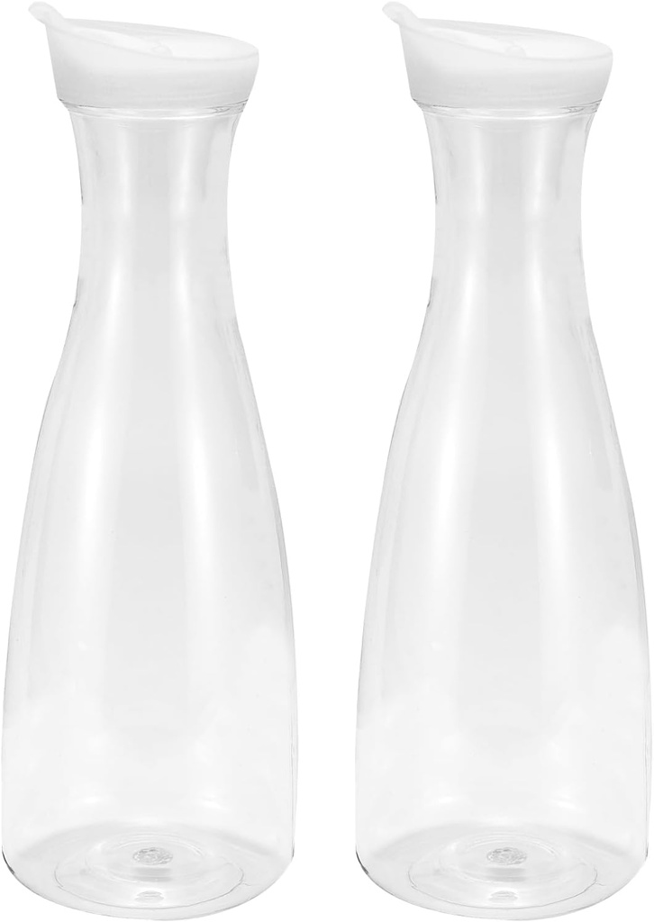uxcell 54.1 Oz Acrylic Water Carafes with Lid, 2pcs Juice Pitcher Water Jug with Handle, Wine Beverage Container for Coffee, Tea, and Cocktails, Clear