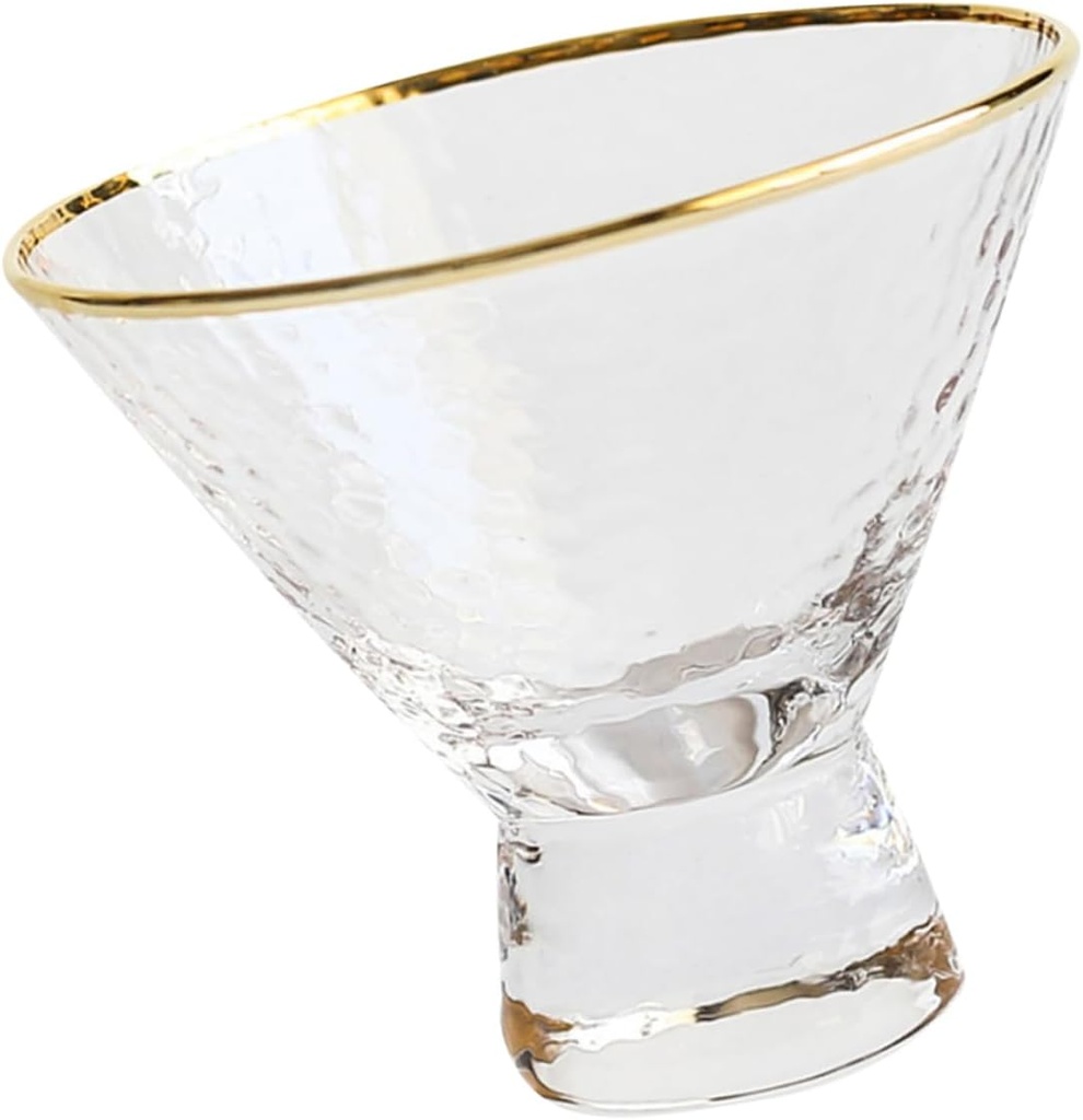 Golden Rimmed Crystal Glass Cup for Ice Cream Juice Salad and Mousse Elegant Breakfast Dessert Holder for Parties and Events