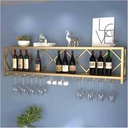 Bar Unit Floating Shelves, Wall-Mounted Wine Racks Inverted Wine Glass Rack Multifunctional Iron Bottle Holder Simple Hanging Goblet Rack for Home, Bar, Cafe, Kitchen, Wine Cellar Etc.
