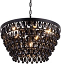 Wellmet Black Crystal Chandelier Farmhouse Crystal Light Fixture Hanging Modern Ceiling Light for Dining Room Chandeliers Gothic Decor Lighting for Kitchen, Bedroom, Foyer, Hallway, Bar, W20, 6-Light