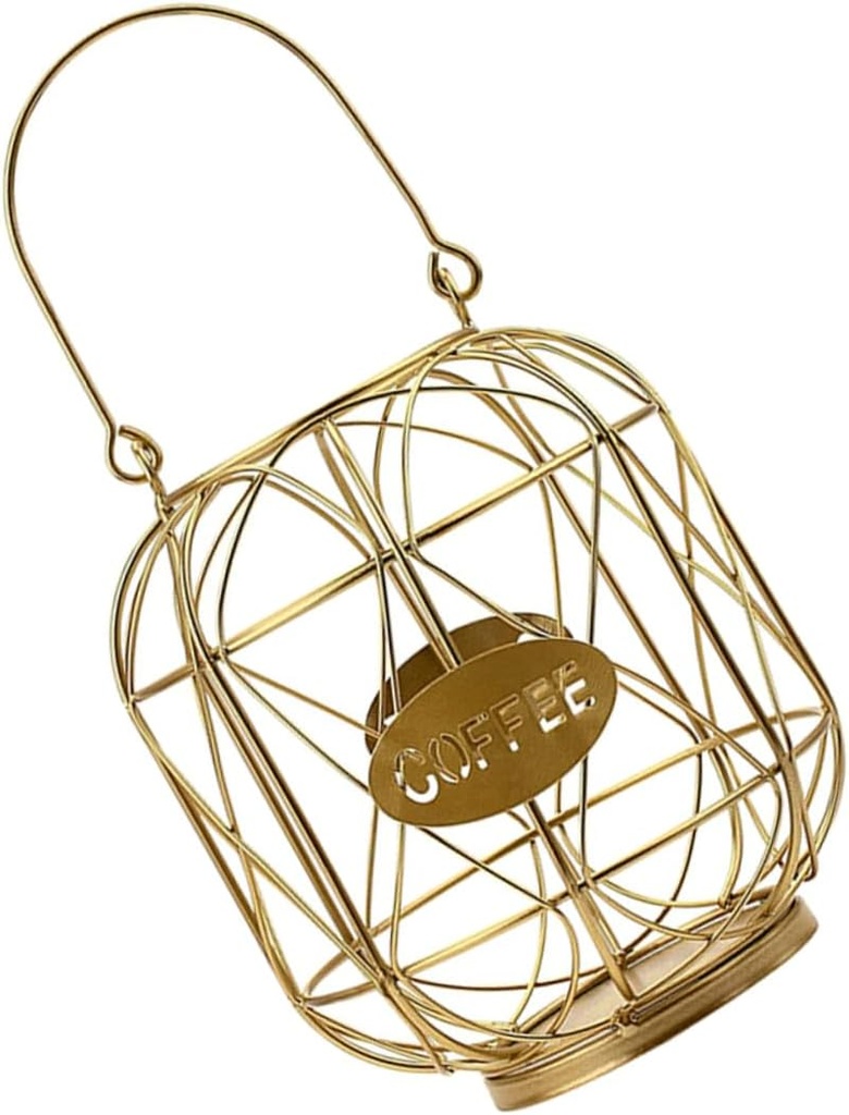 Cabilock Capsules Organizer Storage Rack Holder for Home Office and Stylish Golden Design Space-saving for Coffee Capsules and Bags