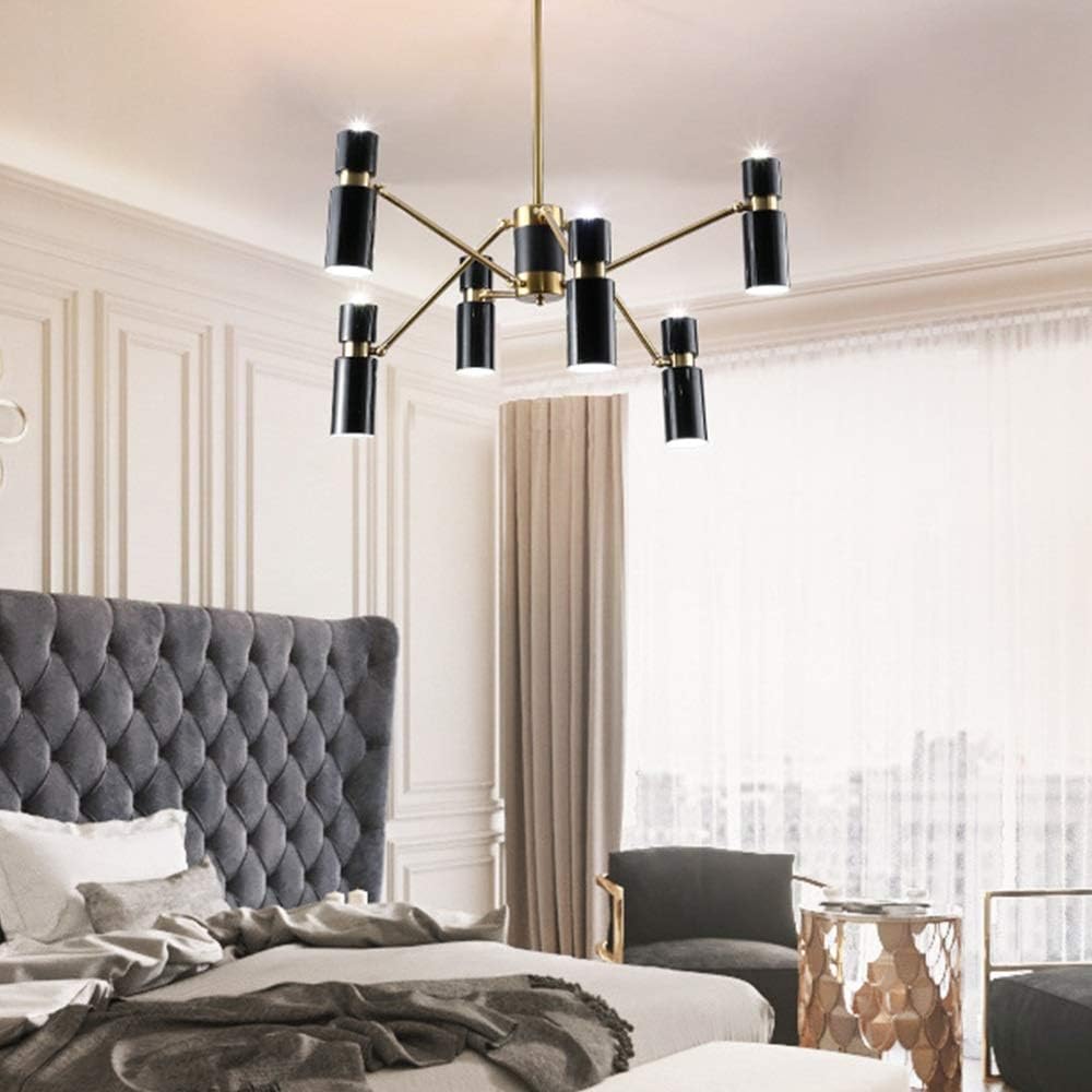 Nordic Modern Metal Golden Chandelier Living Room Bedroom Restaurant Hotel Adjustable Lamp Head Industrial Black Ceiling Lamp 6 Light Sources 80x80x26cm Elegant