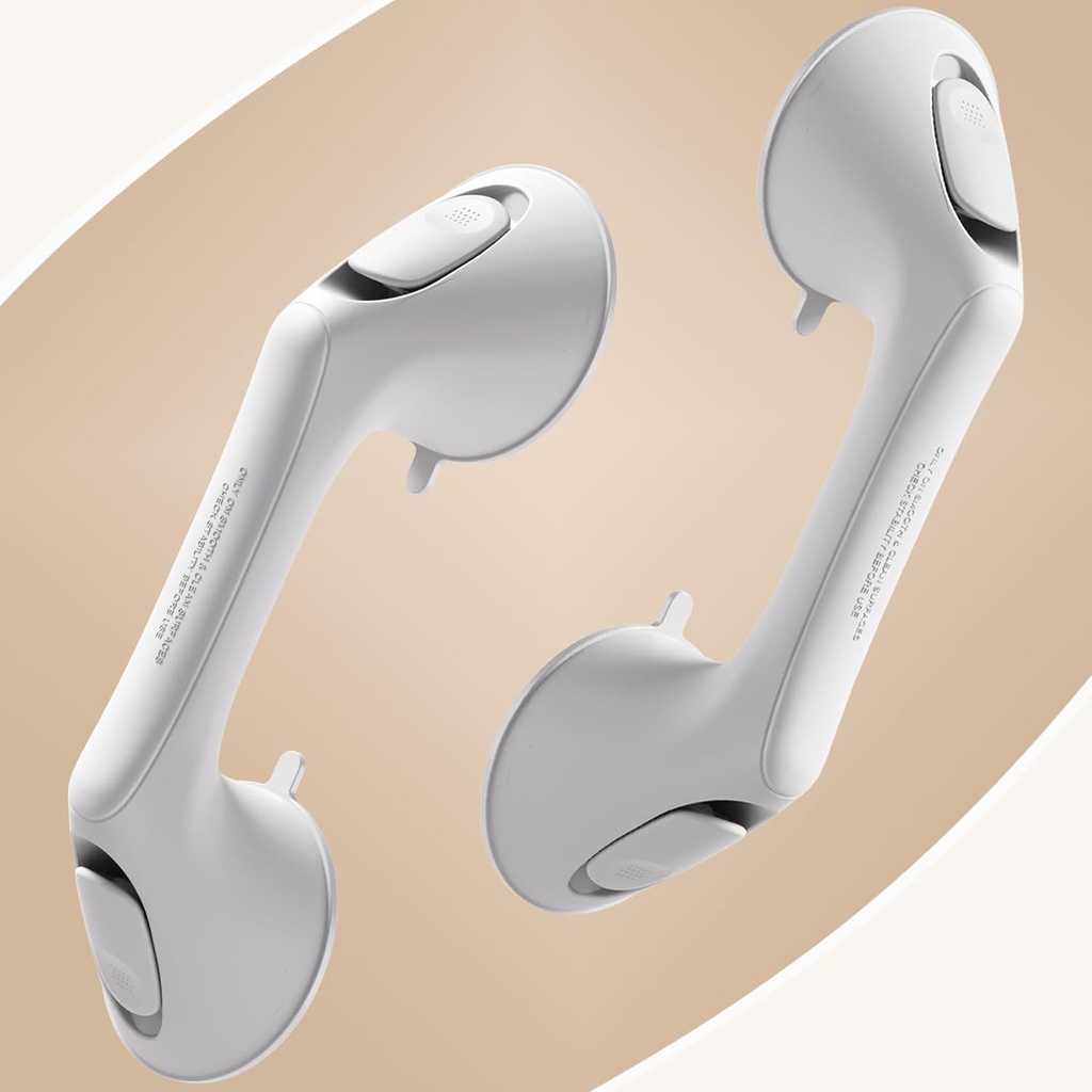 2 Pack 12 Inch Grab Bars for Bathtubs and Showers for Seniors, Heavy Duty Shower Handle for Elderly, Suction Cup Removable Handrails Handicap Bath Grip Bathroom Safety Grips（White）