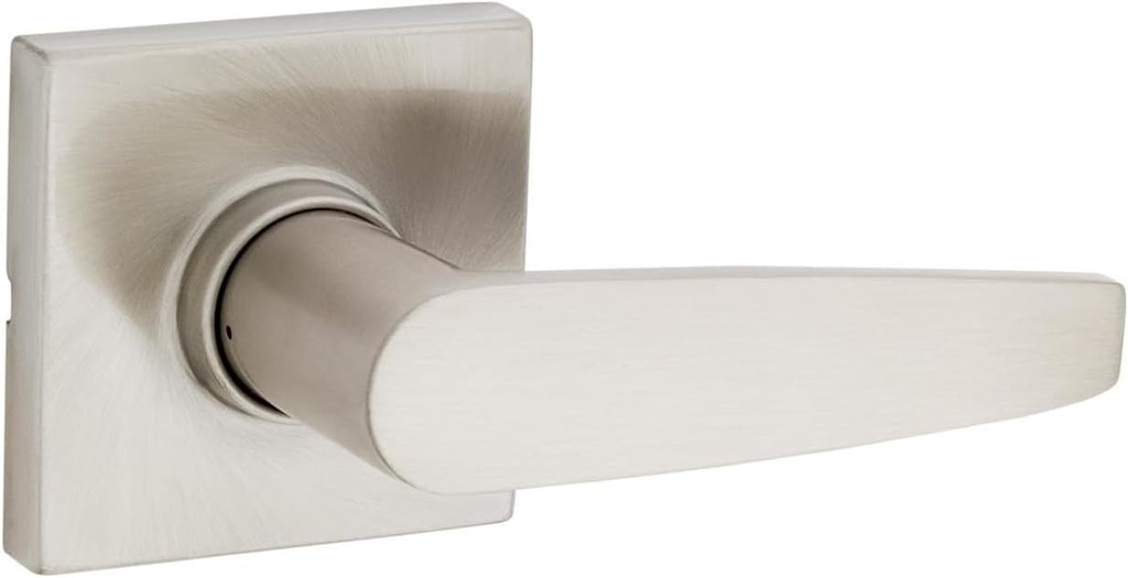 Kwikset SL1002WISQT Winston Passage Door Lever Set with Square Rose from The Safe Lock Collection - Satin Nickel